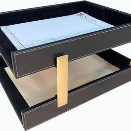 Dacasso Leather Desktop Double Letter Tray